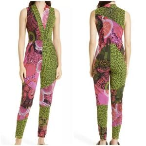 Fuzzi Jean Paul Gaultier NWOT Sleeveless Mesh Abstract Jumpsuit Strawberry XS